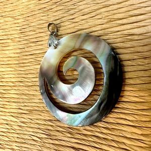 CARVED shell pendant 18k white gold plated metal pendant holder Hawaii